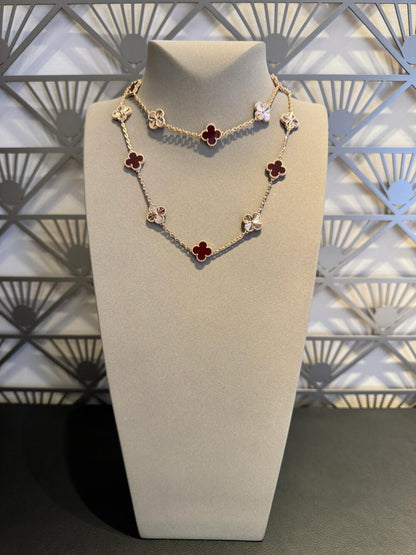 [Camiery]CLOVER 20 MOTIFS LASER CARNELIAN NECKLACE