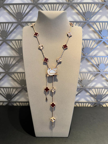 [Camiery]CLOVER 20 MOTIFS LASER CARNELIAN NECKLACE