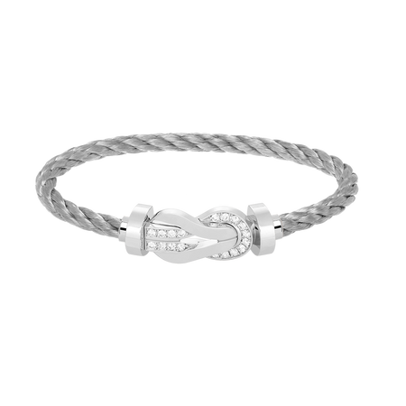 [Camiery]CHANCE LARGE 8 FIGURE BUCKLE HALF DIAMOND BRACELET SILVER