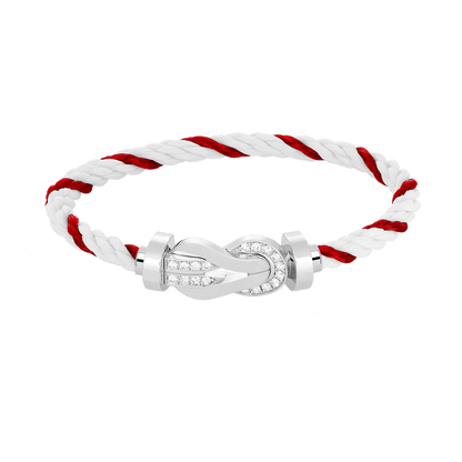 [Camiery]CHANCE LARGE 8 FIGURE BUCKLE HALF DIAMOND BRACELET SILVER