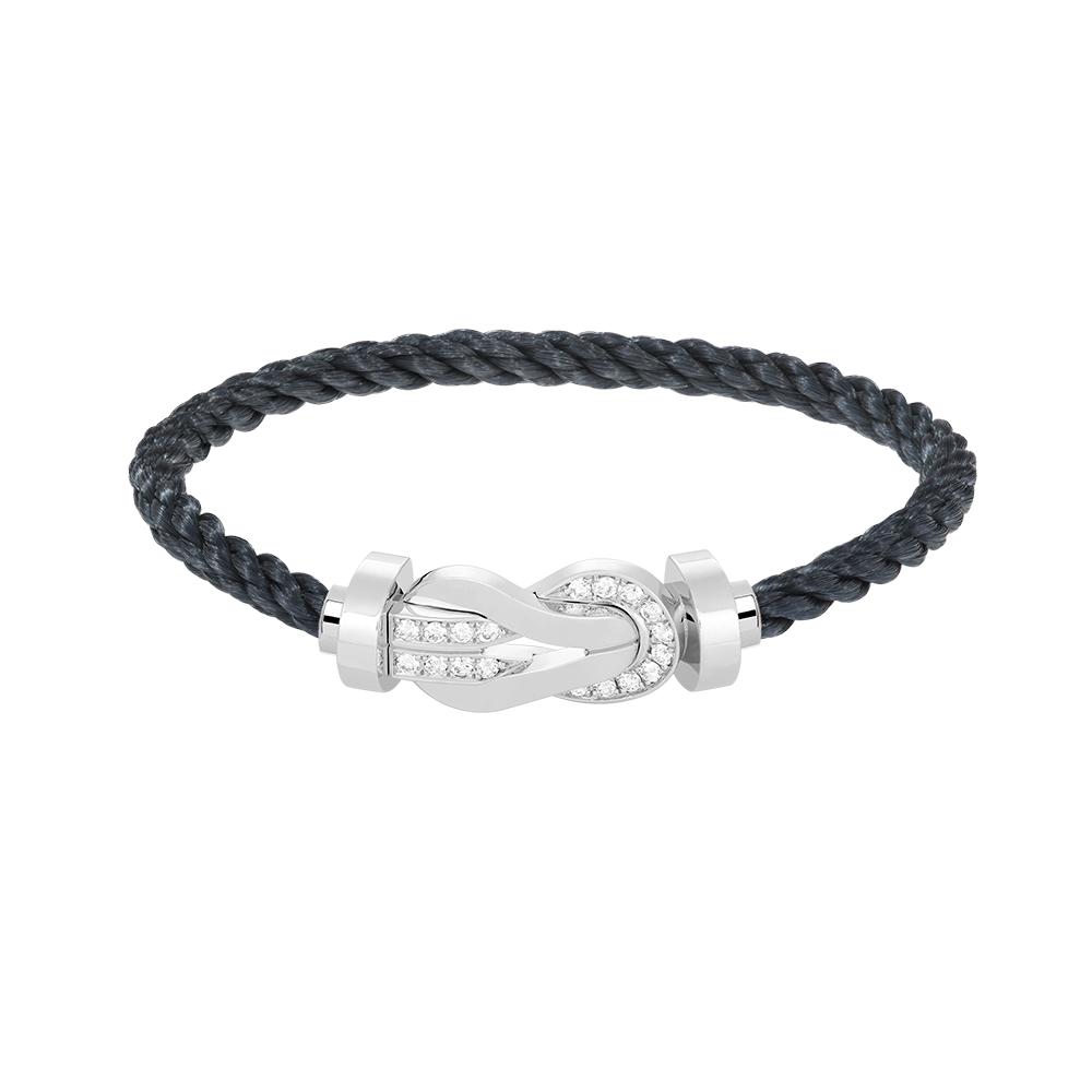 [Camiery]CHANCE LARGE 8 FIGURE BUCKLE HALF DIAMOND BRACELET SILVER