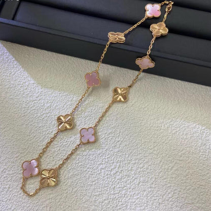 [Camiery]CLOVER 10 MOTIFS  LASER PINK MOP NECKLACE