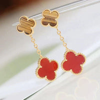 [Camiery]CLOVER  2 MOTIF  TIGER EYE CARNELIAN EARRINGS