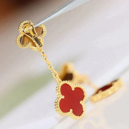 [Camiery]CLOVER  2 MOTIF  TIGER EYE CARNELIAN EARRINGS