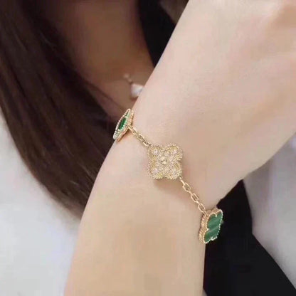 [Camiery] CLOVER 5 MOTIF MALACHITE BRACELET COLLECTION