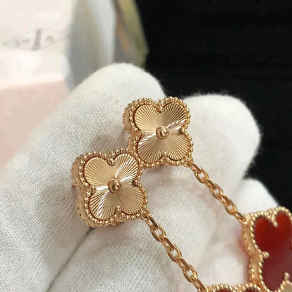 [Camiery]CLOVER 2 MOTIF  LASER CARNELIAN EARRINGS