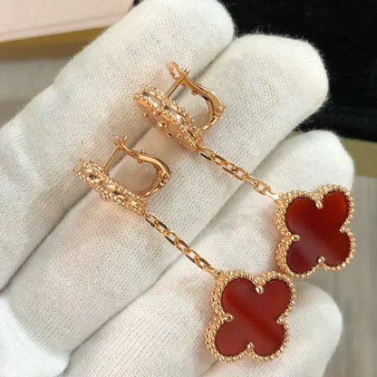 [Camiery]CLOVER 2 MOTIF  LASER CARNELIAN EARRINGS