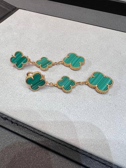 [Camiery]CLOVER MALACHITE 3 MOTIFS GOLD