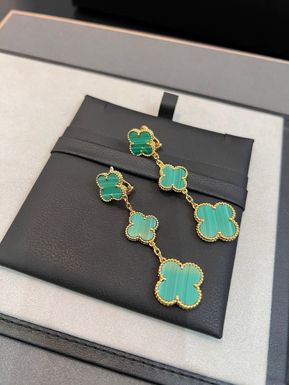 [Camiery]CLOVER MALACHITE 3 MOTIFS GOLD