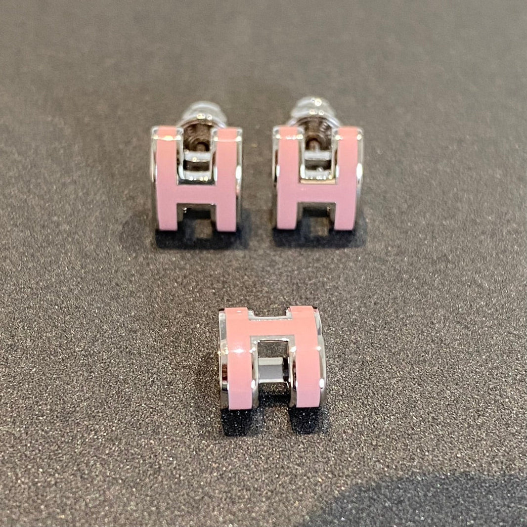 [Camiery]MINI POP H SILVER EARRINGS PINK
