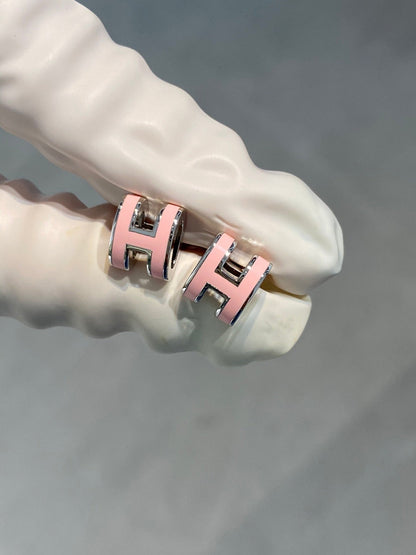 [Camiery]MINI POP H SILVER EARRINGS PINK
