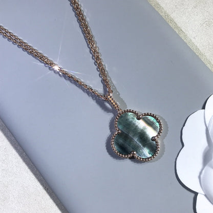 [Camiery]CLOVER 25MM GOLD DARK MOP BIG CLOVER NECKLACE