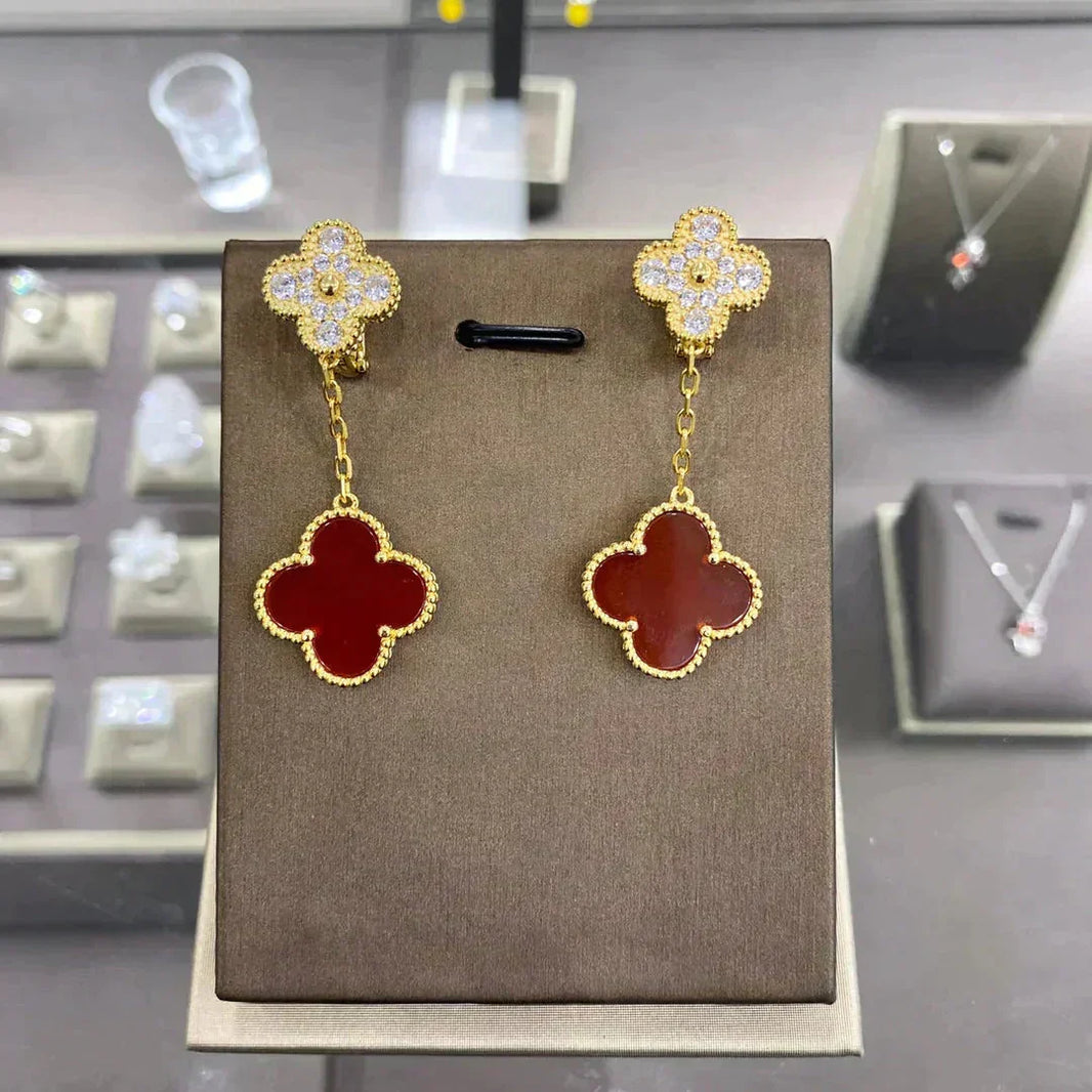 [Camiery]CLOVER  2 MOTIFS  DIAMOND  EARRINGS (MULTIPLE CHOICESç´