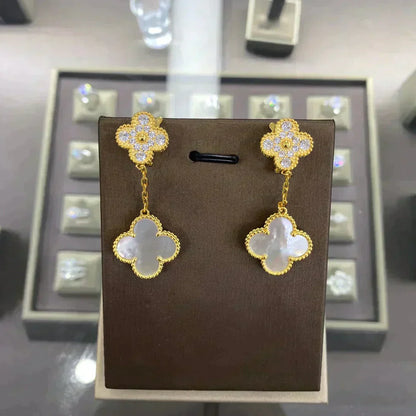 [Camiery]CLOVER  2 MOTIFS  DIAMOND  EARRINGS (MULTIPLE CHOICESç´