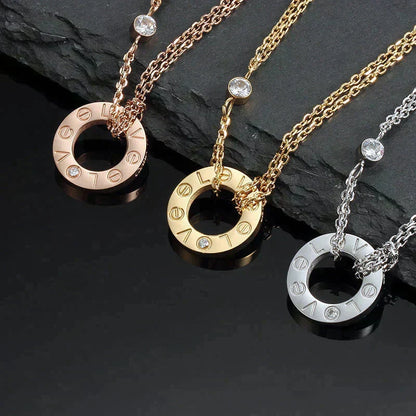 [Camiery] LOVE NECKLACE 16MM 2 DIAMONDS