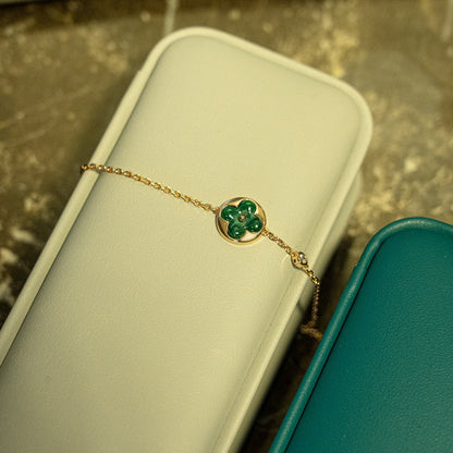 [Camiery]SUN MALACHITE 1 DIAMOND PINK GOLD BRACELET