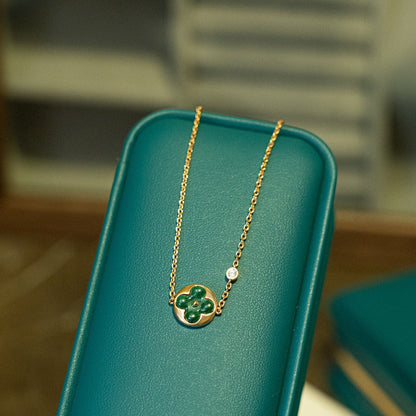 [Camiery]SUN MALACHITE 1 DIAMOND PINK GOLD BRACELET