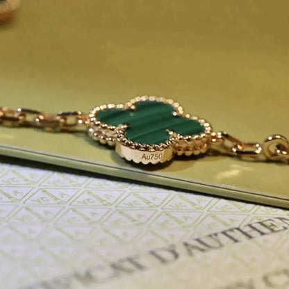 [Camiery] CLOVER 5 MOTIF MALACHITE BRACELET COLLECTION