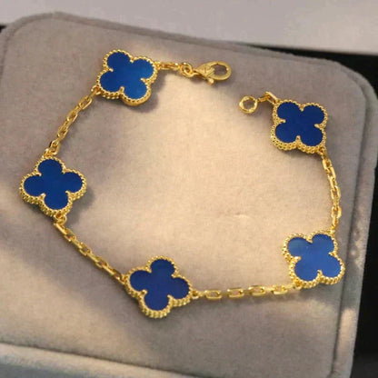 [Camiery] CLOVER 5 MOTIF BLUE AGATE BRACELET COLLECTION