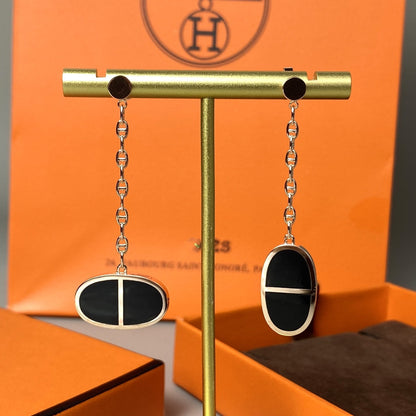 [Camiery]CHAINE VERSO BLACK CERAMIC EARRINGS