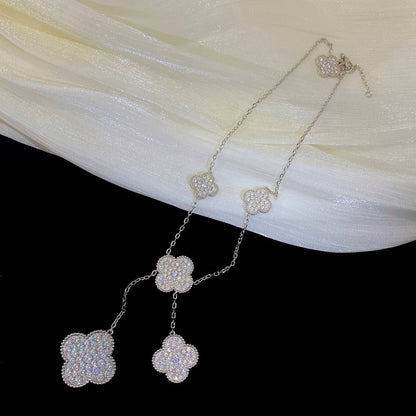 [Camiery]CLOVER 5 MOTIFS SILVER DIAMONDS NECKLACE