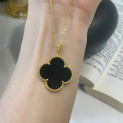 [Camiery]CLOVER 25MM NECKLACE GOLD ONYX
