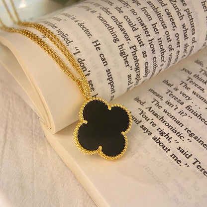 [Camiery]CLOVER 25MM NECKLACE GOLD ONYX