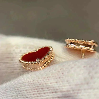 [Camiery]HEART CARNELIAN STUD EARRINGS