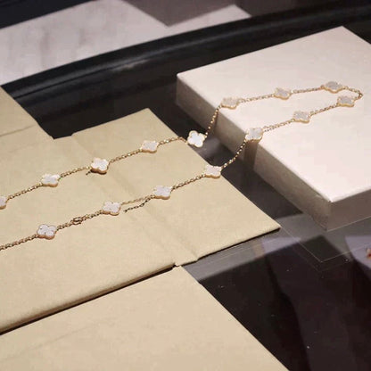 [Camiery]CLOVER 20 MOTIFS WHITE MOP NECKLACE