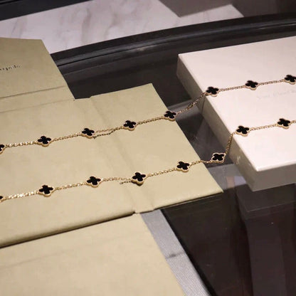 [Camiery]CLOVER 20 MOTIFS ONYX NECKLACE