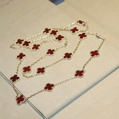 [Camiery]CLOVER 20 MOTIFS CARNELIAN NECKLACE