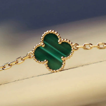 [Camiery]CLOVER 20 MOTIFS MALACHITE DIAMOND NECKLACE