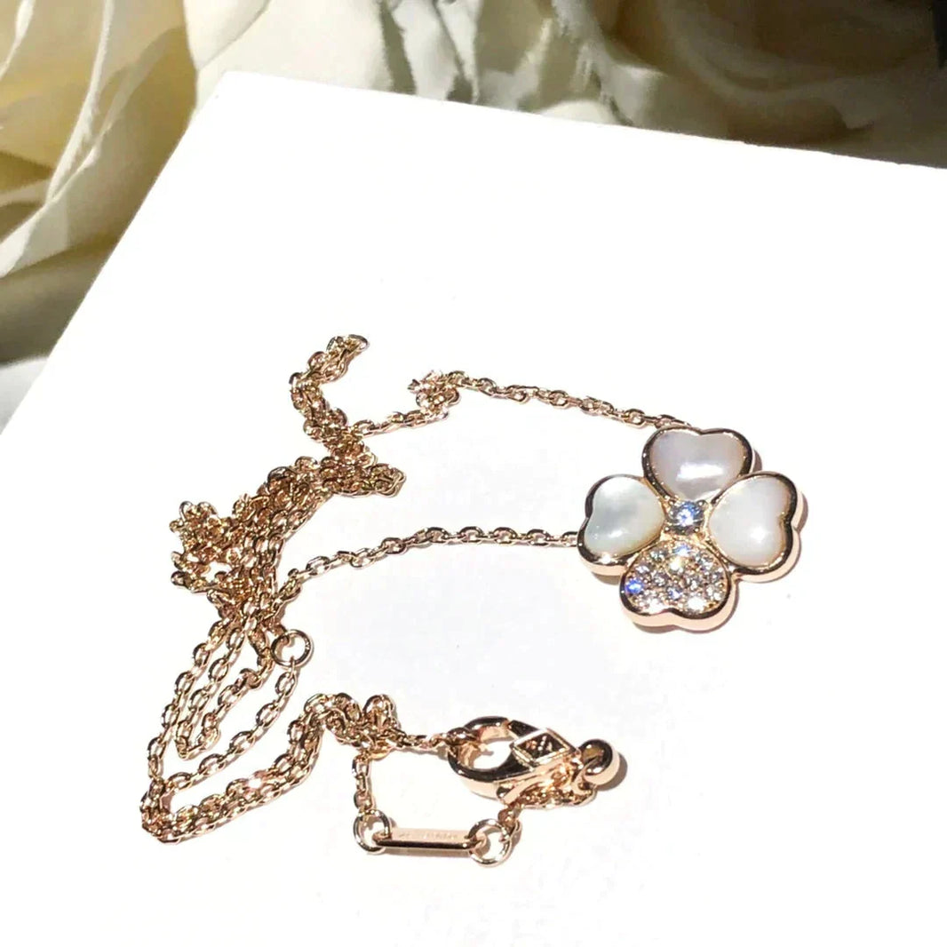 [Camiery]CLOVER MOP DIAMOND ROSE GOLD NECKLACE