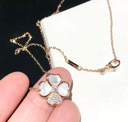 [Camiery]CLOVER MOP DIAMOND ROSE GOLD NECKLACE