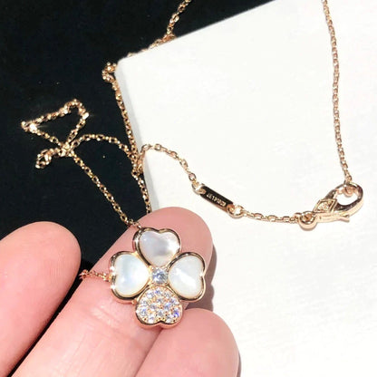 [Camiery]CLOVER MOP DIAMOND ROSE GOLD NECKLACE