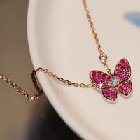 [Camiery]BUTTERFLY RED DIAMOND ROSE GOLD NECKLACE