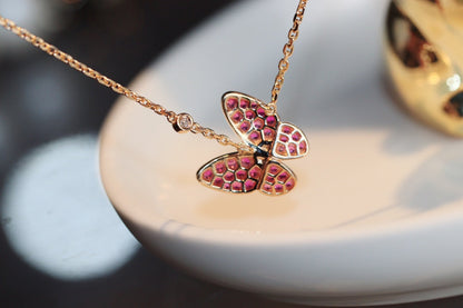 [Camiery]BUTTERFLY RED DIAMOND ROSE GOLD NECKLACE