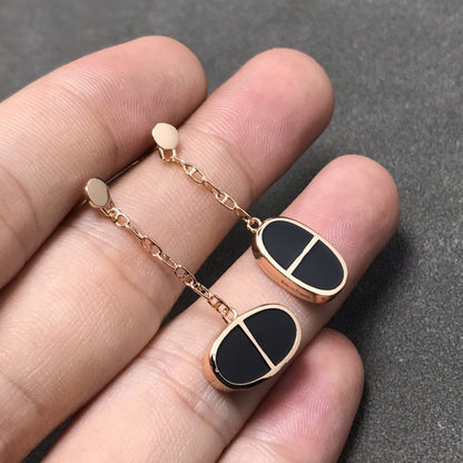 [Camiery]CHAINE VERSO BLACK CERAMIC SILVER EARRINGS