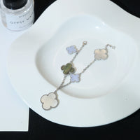 [Camiery]CLOVER BRACELET 5 MOTIFS MOP CHALCEDONY SILVER