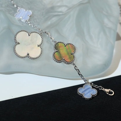 [Camiery]CLOVER BRACELET 5 MOTIFS MOP CHALCEDONY SILVER