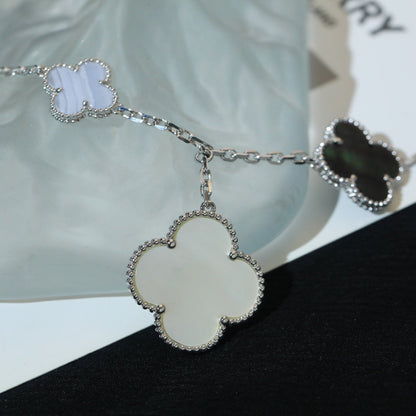 [Camiery]CLOVER BRACELET 5 MOTIFS MOP CHALCEDONY SILVER
