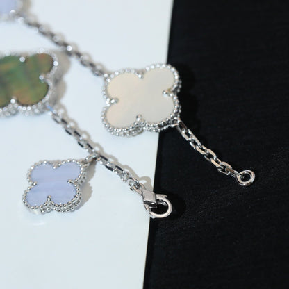 [Camiery]CLOVER BRACELET 5 MOTIFS MOP CHALCEDONY SILVER