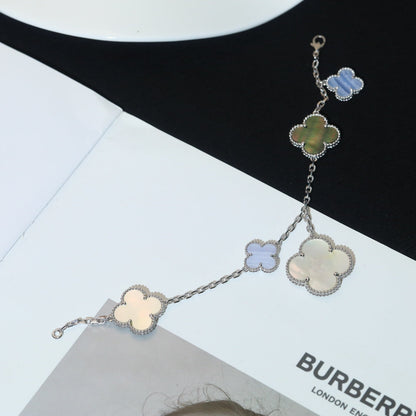 [Camiery]CLOVER BRACELET 5 MOTIFS MOP CHALCEDONY SILVER