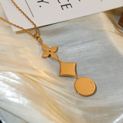 [Camiery]STAR AND SUN DIAMOND PINK GOLD NECKLACE
