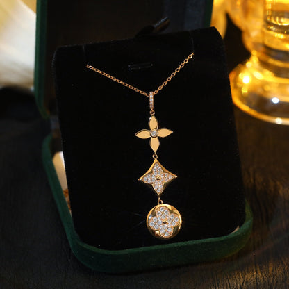 [Camiery]STAR AND SUN DIAMOND PINK GOLD NECKLACE