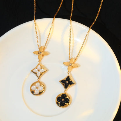 [Camiery]STAR AND SUN ONYX PINK GOLD NECKLACE