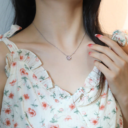 [Camiery]SUN PEDANT PINK GOLD 1 DIAMOND NECKLACE