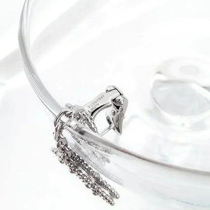 [Camiery]CLOVER 2 MOTIFS  DIAMOND ONYX EARRINGS SILVER