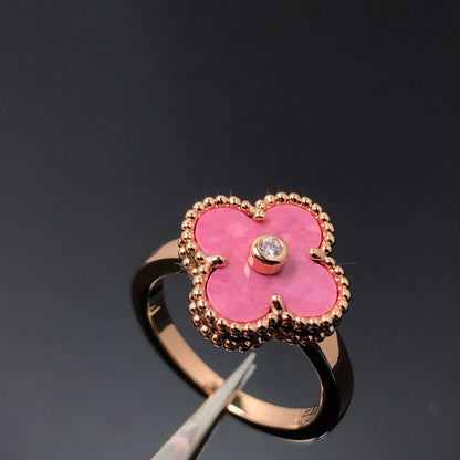 [Camiery]CLOVER RHODONITE ROSE GOLD RING