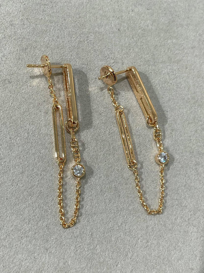 [Camiery]CHAINE CHAOS DIAMOND DROP EARRINGS